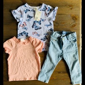 GIRLS 18-24 CLOTHES LOT 2 TOPS H&M 1 JEANS